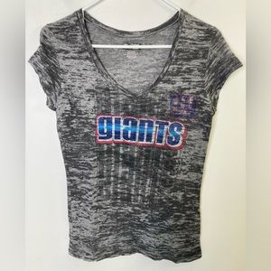 NFL TEAM APPAREL WOMENS Gray V-Neck Semi-Transparent Short Sleeve Tee. Large